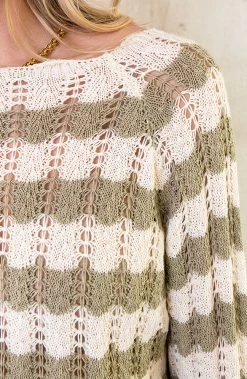 Crochet Strepen Jurk Army Ecru -Kleding Promotie Winkel Crochet Strepen Jurk Army Ecru 586x900 1