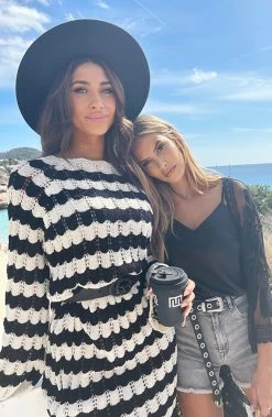 Crochet Strepen Jurk Zwart Ecru -Kleding Promotie Winkel Crochet Strepen Jurk Zwart Ecru Kanten Kimono Boho Zwart 7 586x900 1