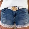 Denim Short Met Embroidery