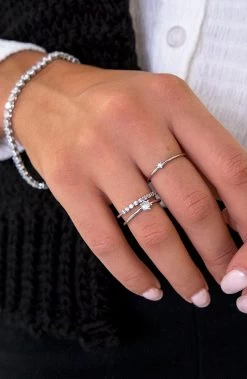 Double Ring Diamonds Zilver