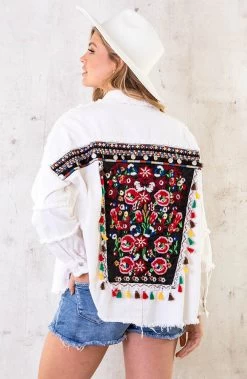 Embroidery Boho Jacket Ecru