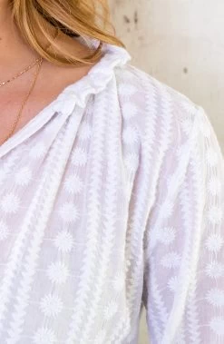 Embroidery V-hals Blouse Ecru -Kleding Promotie Winkel Embroidery V hals Blouse Ecru 6 586x900 1