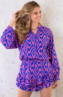 Laagjes Skort Print Kobalt Roze