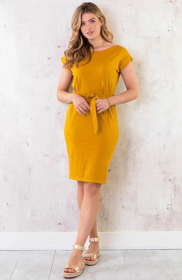 Femme Fatale Jurk Okergeel 8 Femme Fatale Jurk Okergeel - Afbeelding 6