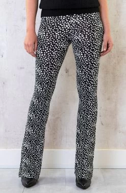 Flared Broek Cheetah Zwart Wit