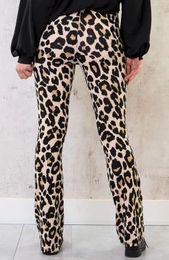 Flared Broek Panter Beige -Kleding Promotie Winkel Flared Broek Panter Beige 586x900 1