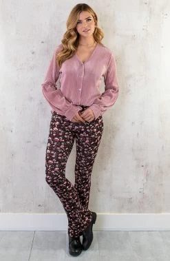 Flared Broek Wild Flower Dust Roze -Kleding Promotie Winkel Flared Broek Wild Flower Dust Roze 4 586x900 1