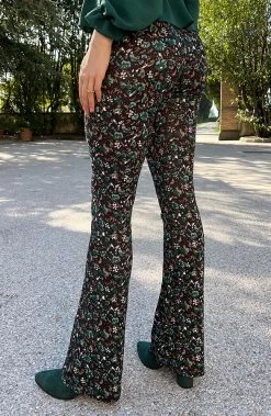 Flared Broek Wild Flower Smaragd -Kleding Promotie Winkel Flared Broek Wild Flower Smaragd 586x900 1