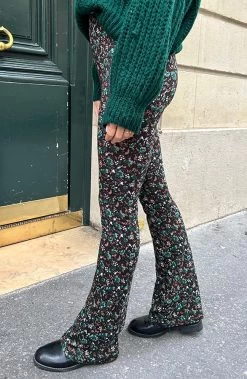 Flared Broek Wild Flower Smaragd -Kleding Promotie Winkel Flared Broek Wild Flower Smaragd 586x900 2