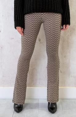 Flared Broek Zigzag Beige