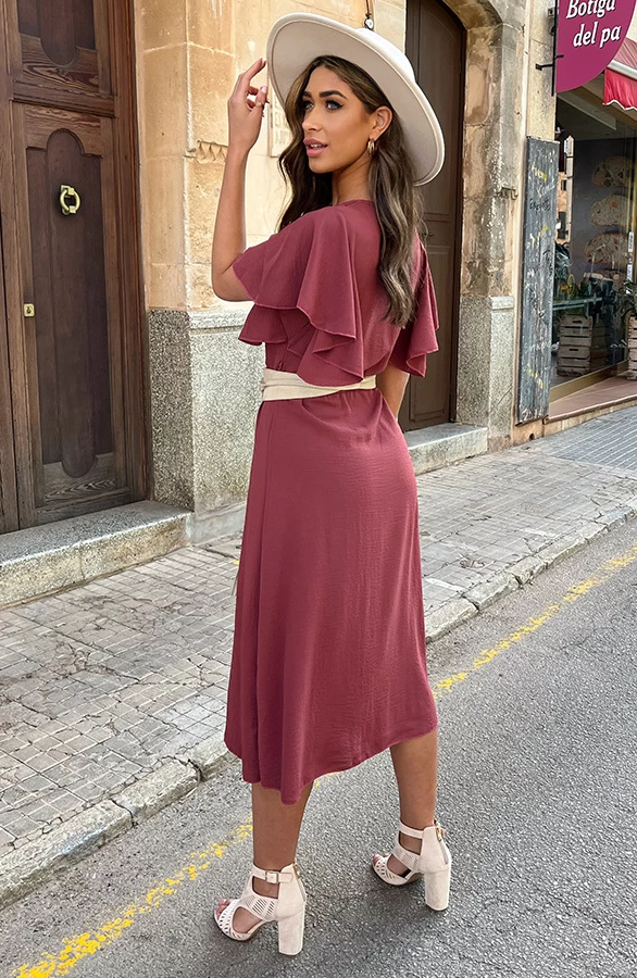 Florence Midi Jurk Dust Roze 6 Florence Midi Jurk Dust Roze - Afbeelding 4