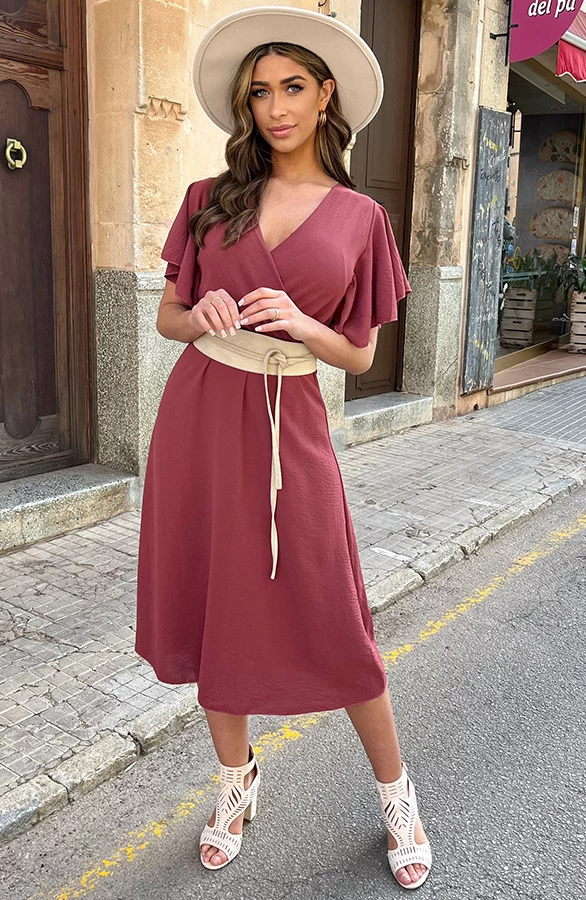 Florence Midi Jurk Dust Roze 3 Florence Midi Jurk Dust Roze