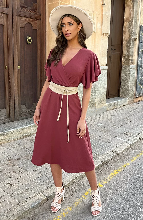 Florence Midi Jurk Dust Roze 5 Florence Midi Jurk Dust Roze - Afbeelding 3