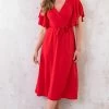 Florence Midi Jurk Rood -Kleding Promotie Winkel Florence Midi Jurk Rood 1 586x900 1