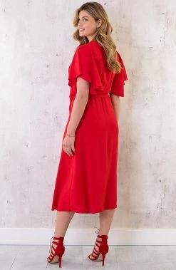 Florence Midi Jurk Rood -Kleding Promotie Winkel Florence Midi Jurk Rood 4 586x900 1