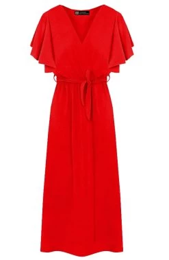 Florence Midi Jurk Rood -Kleding Promotie Winkel Florence Midi Jurk Rood 586x900 1