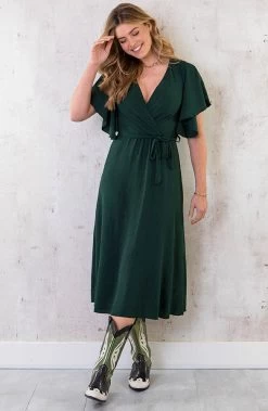Florence Midi Jurk Smaragd -Kleding Promotie Winkel Florence Midi Jurk Smaragd 2 586x900 2