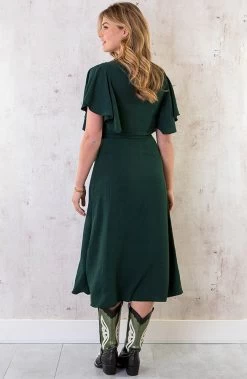 Florence Midi Jurk Smaragd -Kleding Promotie Winkel Florence Midi Jurk Smaragd 4 586x900 2