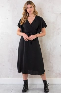 Florence Midi Jurk Zwart -Kleding Promotie Winkel Florence Midi Jurk Zwart 1 586x900 2