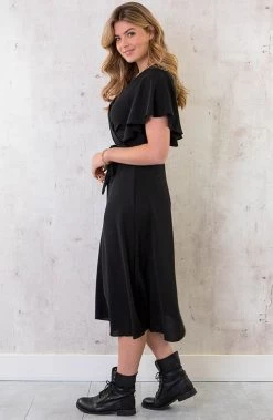 Florence Midi Jurk Zwart -Kleding Promotie Winkel Florence Midi Jurk Zwart 3 586x900 2