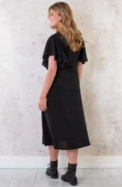 Florence Midi Jurk Zwart -Kleding Promotie Winkel Florence Midi Jurk Zwart 4 586x900 1