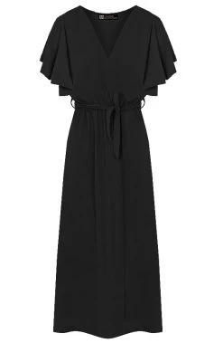 Florence Midi Jurk Zwart -Kleding Promotie Winkel Florence Midi Jurk Zwart 586x900 1