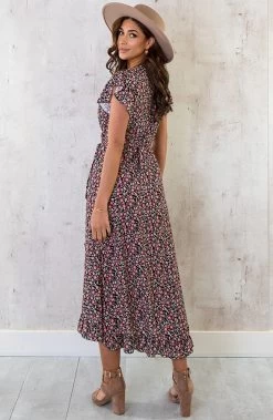 Flower Jurk Midi Koraal -Kleding Promotie Winkel Flower Jurk Midi Koraal 2 586x900 2