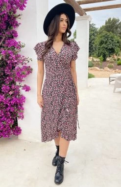 Flower Jurk Midi Koraal -Kleding Promotie Winkel Flower Jurk Midi Koraal 3 586x900 1