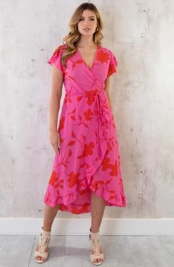 Musthave Deal Midi Jurken Met Print -Kleding Promotie Winkel Flower Jurk Midi Roze Rood 1 586x900 1