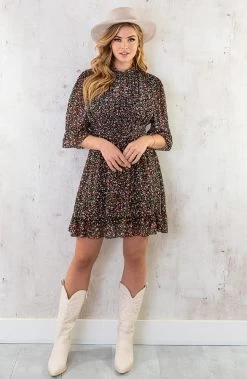 Flower Print Dress Black 13 Flower Print Dress Black -Kleding Promotie Winkel Flower Print Dress Black 2 586x900 1