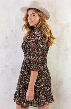 Flower Print Dress Black 11 Flower Print Dress Black -Kleding Promotie Winkel Flower Print Dress Black 6 586x900 1