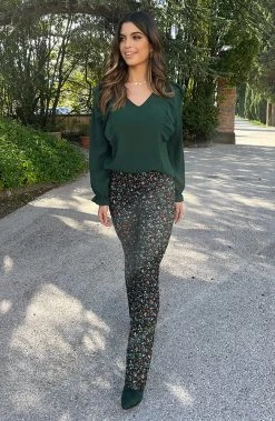 Flared Broek Wild Flower Smaragd -Kleding Promotie Winkel Foto 24 10 2022 14 50 41 586x900 1