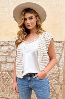 Gebreid Gilet Beige -Kleding Promotie Winkel Gebreid Gilet Beige 1 586x900 5