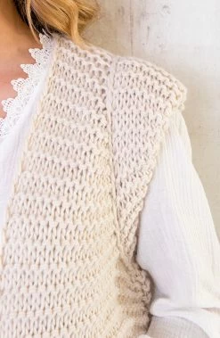Musthave Deal Gebreid Gilet Flared -Kleding Promotie Winkel Gebreid Gilet Beige 5 586x900 2