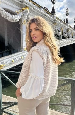 Gebreid Gilet Beige -Kleding Promotie Winkel Gebreid Gilet Beige 5 586x900 3