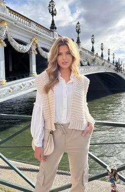 Gebreid Gilet Beige -Kleding Promotie Winkel Gebreid Gilet Beige 9 586x900 2