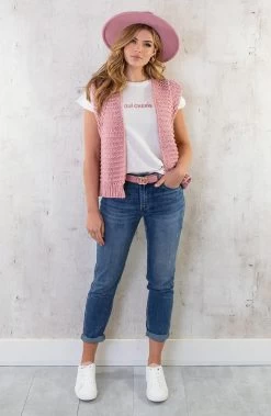 Oui Cherie Top Roze 15 Oui Cherie Top Roze -Kleding Promotie Winkel Gebreid Gilet Dust Roze 1 586x900 1