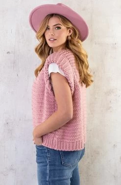Gebreid Gilet Dust Roze -Kleding Promotie Winkel Gebreid Gilet Dust Roze 5 586x900 1