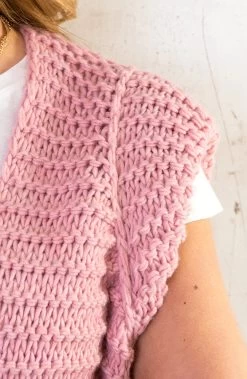 Gebreid Gilet Dust Roze -Kleding Promotie Winkel Gebreid Gilet Dust Roze 586x900 1