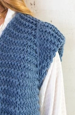 Gebreid Gilet Jeansblauw -Kleding Promotie Winkel Gebreid Gilet Jeansblauw 586x900 1