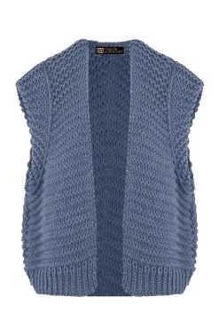Gebreid Gilet Jeansblauw -Kleding Promotie Winkel Gebreid Gilet Jeansblauw 6 586x900 1