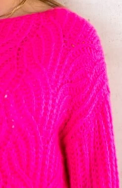 Gebreide Boothals Trui Neon Fuchsia -Kleding Promotie Winkel Gebreide Boothals Trui Neon Fuchsia 1 586x900 1