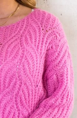 Gebreide Boothals Trui Roze -Kleding Promotie Winkel Gebreide Boothals Trui Roze 586x900 1