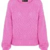 Gebreide Boothals Trui Roze