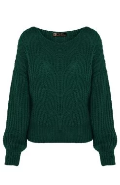 Gebreide Boothals Trui Smaragd -Kleding Promotie Winkel Gebreide Boothals Trui Smaragd 586x900 1