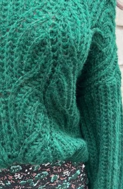 Gebreide Boothals Trui Smaragd -Kleding Promotie Winkel Gebreide Boothals Trui Smaragd close 586x900 1