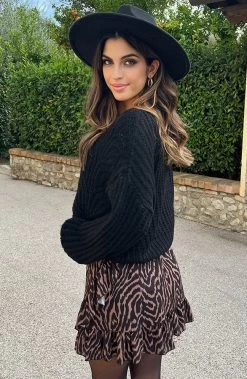 Gebreide Boothals Trui Zwart -Kleding Promotie Winkel Gebreide Boothals Trui Zwart 3 586x900 1