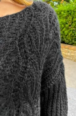 Gebreide Boothals Trui Zwart -Kleding Promotie Winkel Gebreide Boothals Trui Zwart 586x900 1