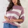 Gebreide Top Gestreept Ecru Dust Roze 1 Gebreide Top Gestreept Ecru Dust Roze -Kleding Promotie Winkel Gebreide Top Gestreept Ecru Dust Roze 5 586x900 1