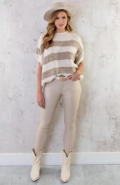 Lage Cowboyboots Beige 18 Lage Cowboyboots Beige -Kleding Promotie Winkel Gebreide Top Gestreept Ecru Taupe 2 2 586x900 4
